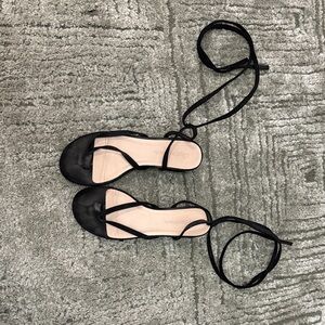 Aeyde Black Lace-Up Sandals